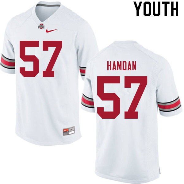 Ohio State Buckeyes #57 Zaid Hamdan Youth Stitch Jersey White OSU76523